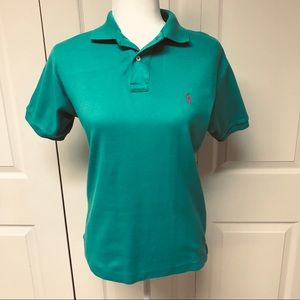 🍀Ralph Lauren Green Classic Polo with Pink …